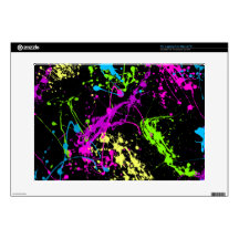 Neon Splatter on Black 15" Laptop Skins