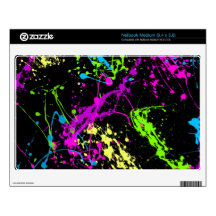 Neon Splatter on Black Skins For Medium Netbooks
