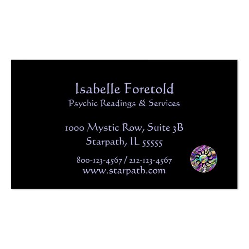 Neon Star Flower Psychic Services Card Business Card (back side)