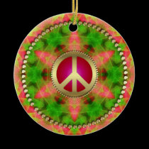 Neon Star Groovy Peace Sign Hanging Ornament ornaments