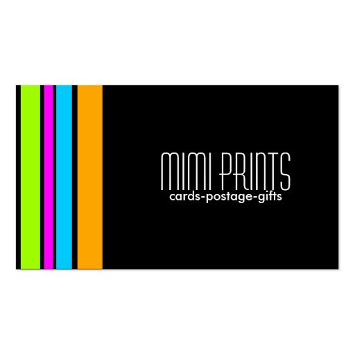 Neon Stripes on Black Business Card (front side)