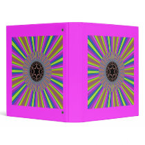 Neon Stripes Sunburst Fractal Vinyl Binder