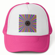 Neon Stripes Sunburst Fractal Hat
