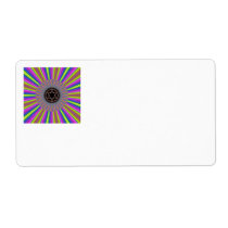 Neon Stripes Sunburst Fractal Personalized Shipping Label