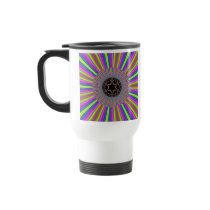 Neon Stripes Sunburst Fractal Coffee Mug