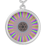Neon Stripes Sunburst Fractal Necklaces