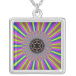 Neon Stripes Sunburst Fractal Custom Jewelry