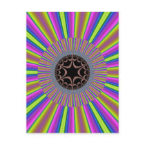 Neon Stripes Sunburst Fractal Post Card