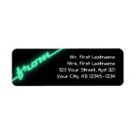 Neon Teal & Black Return Address Labels