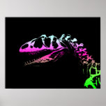 Neon vector art Allosaurus dinosaur Posters