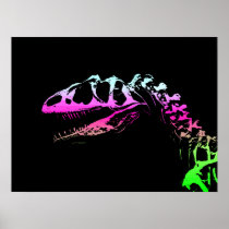 Neon vector art Allosaurus dinosaur Posters