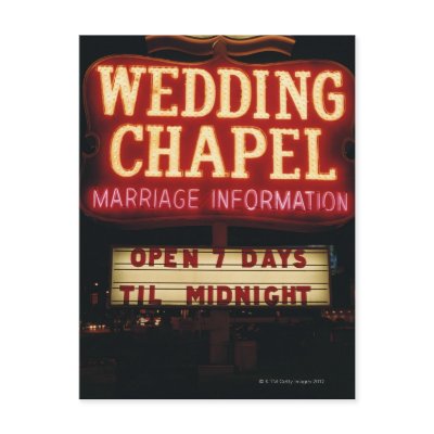 Neon Wedding Chapel Sign in Las Vegas, USA Postcard