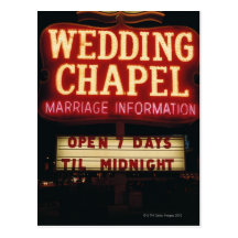 Neon Wedding Chapel Sign in Las Vegas, USA Postcard