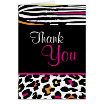 Neon Wild Animal Print Thank You Card cards