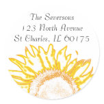 Neon Yellow Sunflower Return Address Round Sticker