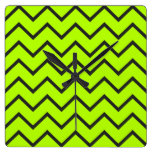 Neon Yellow Zigzag Clock