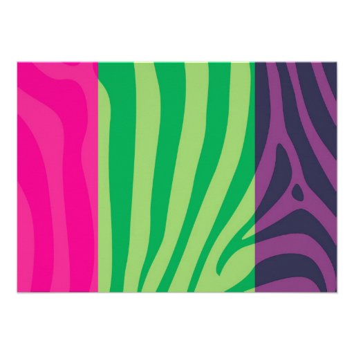 Neon Zebra Print Bowling Glow Bowl Party Invite