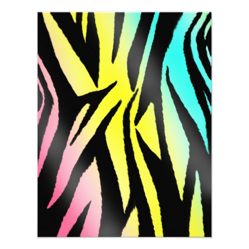 Neon Zebra Print Party Invitation