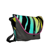 Neon Zebra Print Rickshaw Messenger Bag