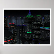 city, night, neopolis, digitalblasphemy, digital, blasphemy, urban, Poster with custom graphic design