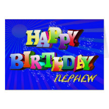 Nephew Bright letters and bubbles birthday card