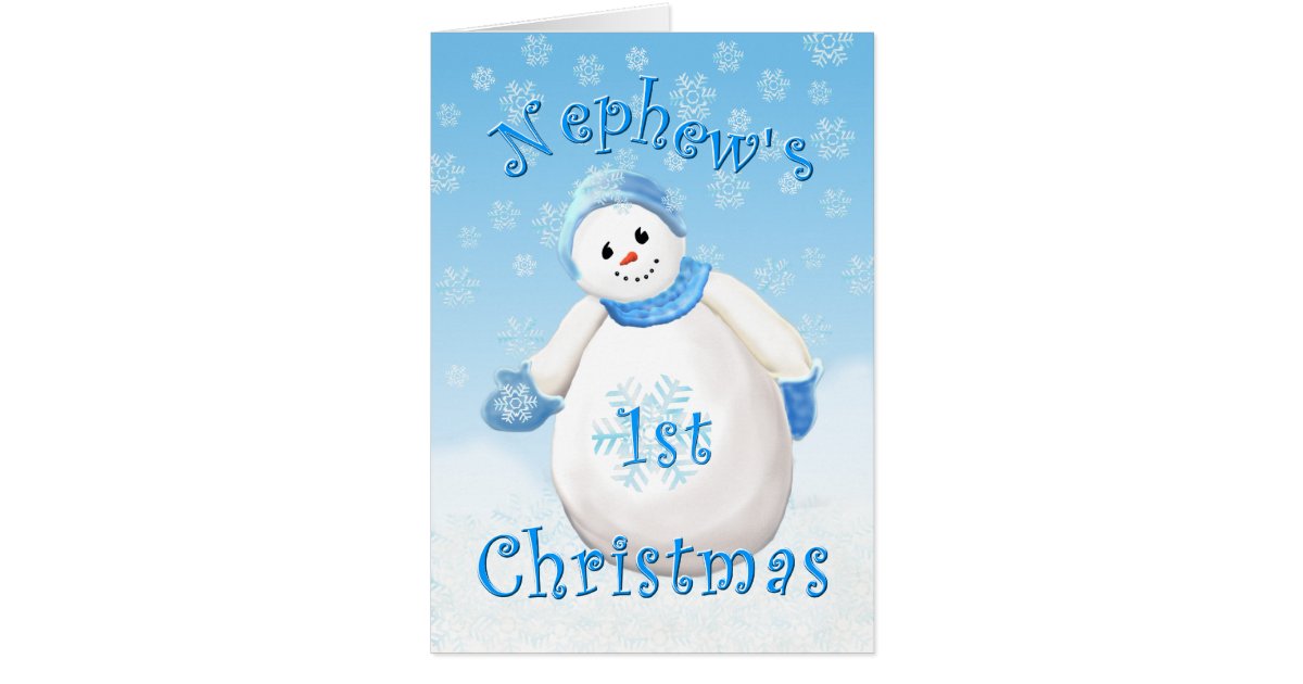 Nephew's First Christmas Snowman Greeting Card | Zazzle