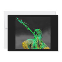 Neptunes Fountain, Alexanderplatz,Black Back Invitation