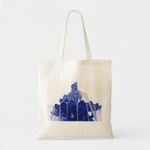 Neptunes Fountain, Alexanderplatz,in Blue Canvas Bag
