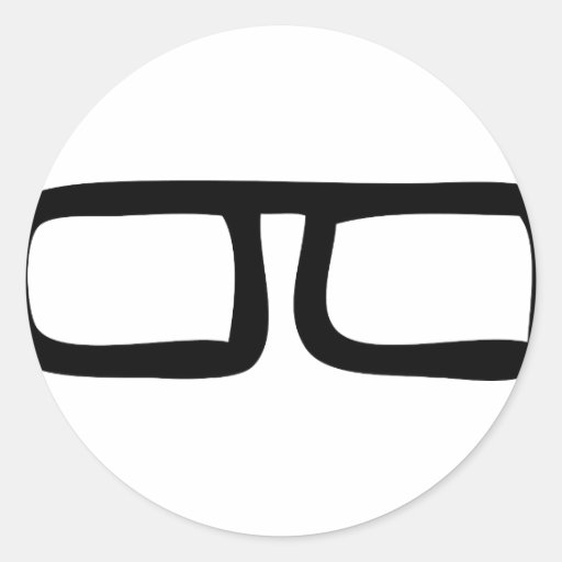 nerd eyeglasses classic round sticker Zazzle