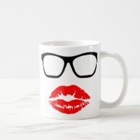Nerd Glasses and Lipstick Kiss Classic White Coffee Mug