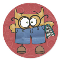 Nerd Owl Sticker (in red)