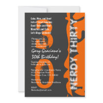 Nerdy Thirty Birthday Black White Red Template Invite