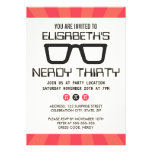 Nerdy thirty birthday party with geeky glasses announcements