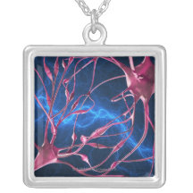 Nerve synapses, computer artwork. personalized necklace