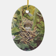 Nest of Red-Winged Blackbird Christmas Ornaments