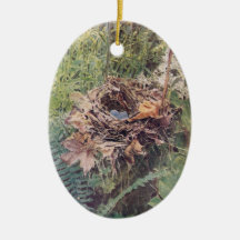 Nest of Wilson's Thrush Christmas Ornaments