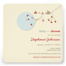 Nesting Bird Branch Family 1 Baby Shower Invite