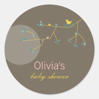 Nesting Bird + Family | *06 | Baby Shower Sticker