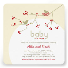 Nesting Birds Family Tree Couples Baby Shower Custom Announcement
