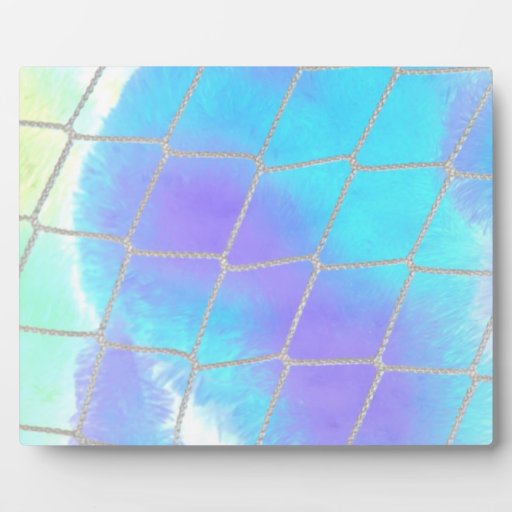 Net background with light blue photo plaque