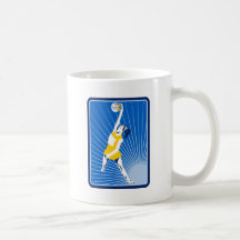 netball player catching passing ball mugs