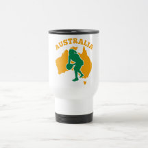 Netball player passing ball Australia Map Coffee Mugs
