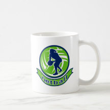 Netball player passing the ball coffee mug