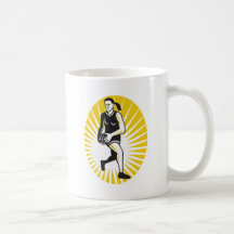 netball player running with ball mugs