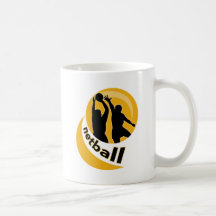 Netball player shooting blocking the shot mugs