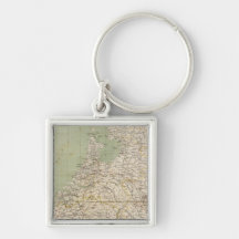 Netherlands and Belgium Atlas Map Key Chain