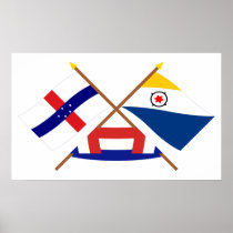 Netherlands Antilles and Bonaire Crossed Flags Posters