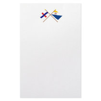 Netherlands Antilles and Bonaire Crossed Flags Customized Stationery