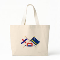 Netherlands Antilles and Curacao Crossed Flags Tote Bags