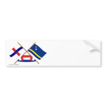 Netherlands Antilles and Curacao Crossed Flags Bumper Sticker